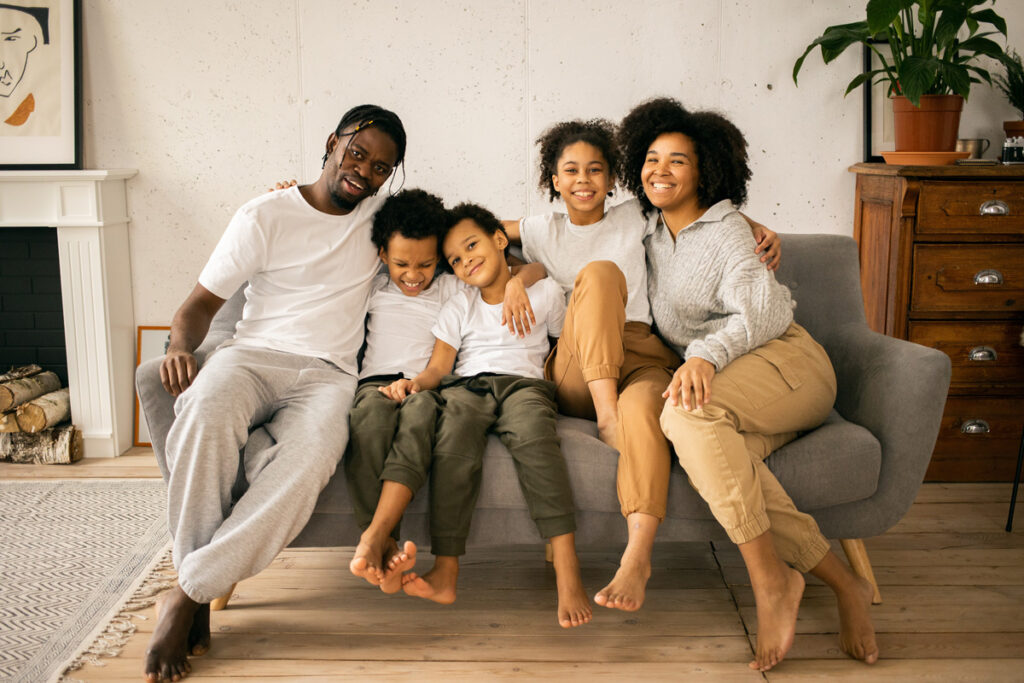 family on a couch