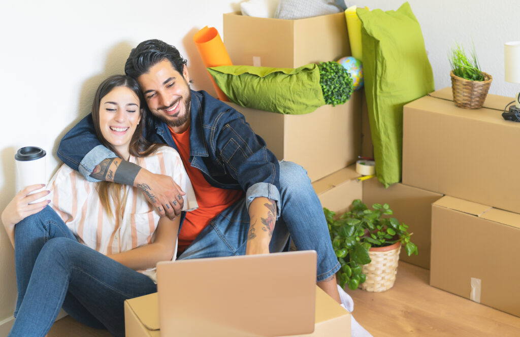 happy young couple moving in new home first time 2021 09 03 17 16 44 utc