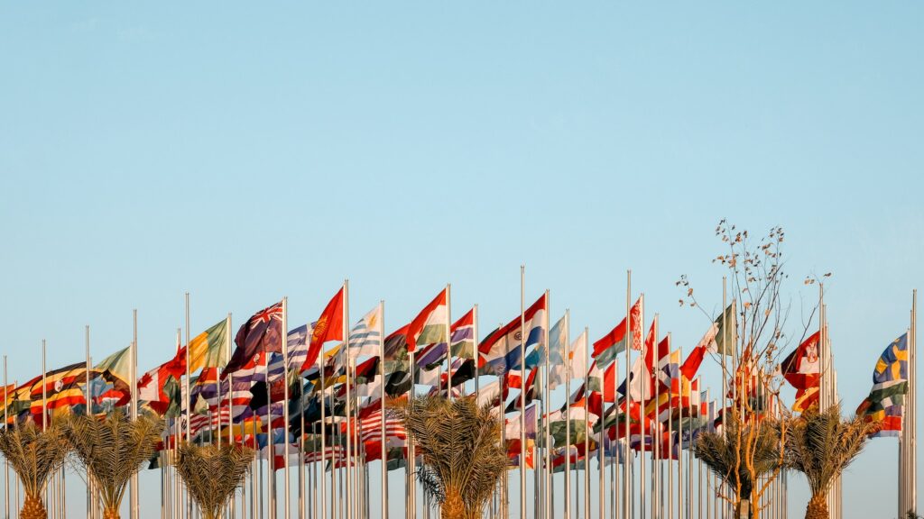 Many flags of different countries