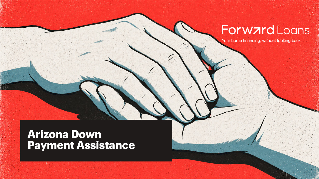 Illustration of one hand steadying another, representing Arizona down payment assistance programs
