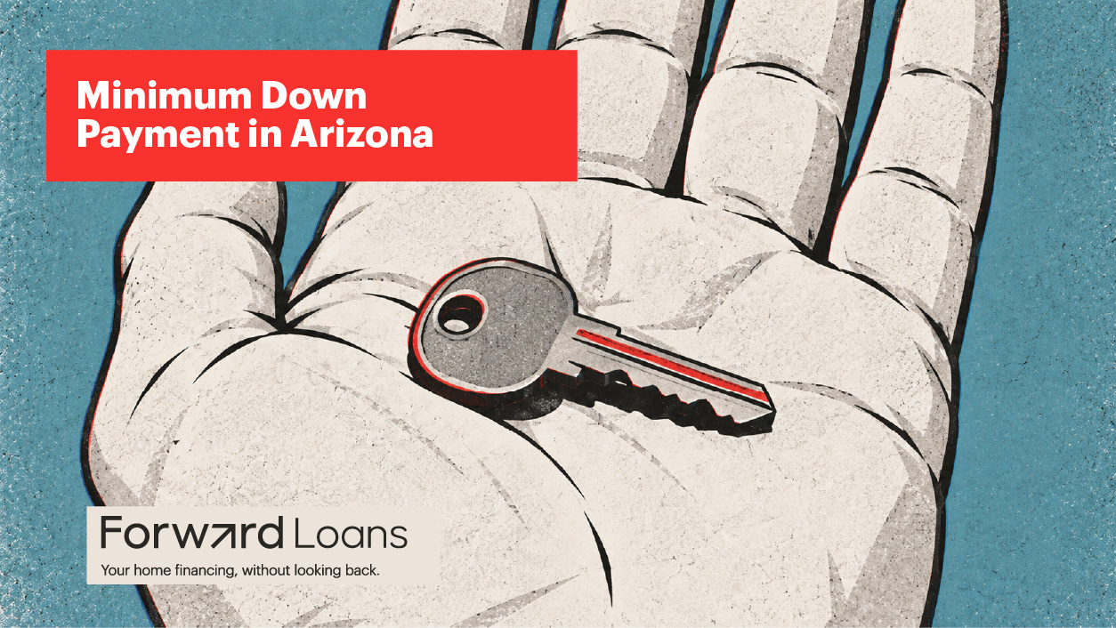 Illustration of an open palm holding a single house key, representing the minimum down payment in Arizona